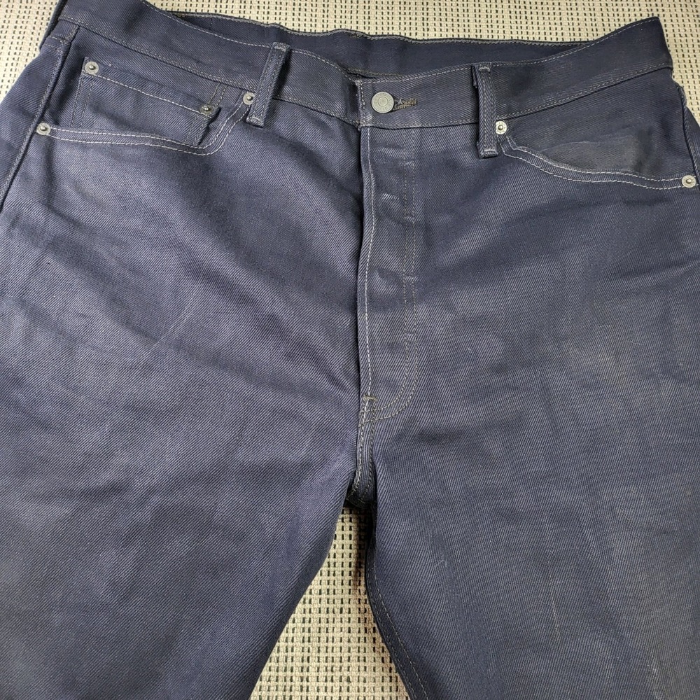 Levis Jeans Mens 36x34 Blue 501 Original Straight Coated Denim Button Fly Pants